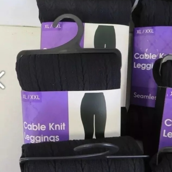 FC New Womens Leggings Sz XL/2X Black Cable Knit Basic Super Soft Stretchy Tight - Picture 7 of 7